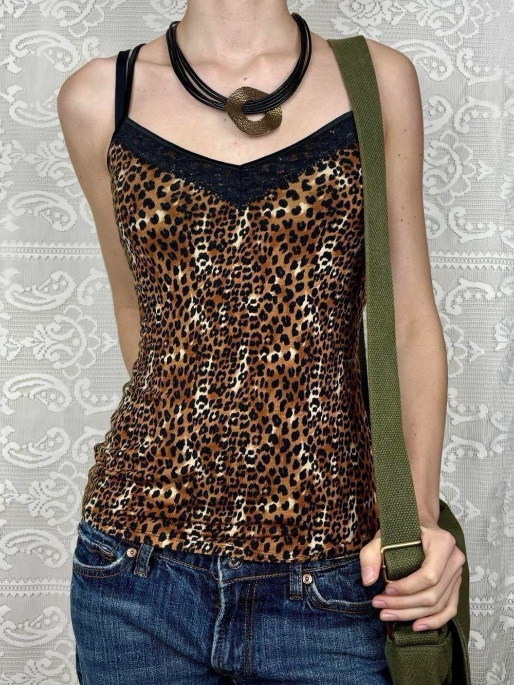 Vintage Y2K Leopard Print La Senza Cami with beautiful Lace trim✨ - Picture 1 of 7